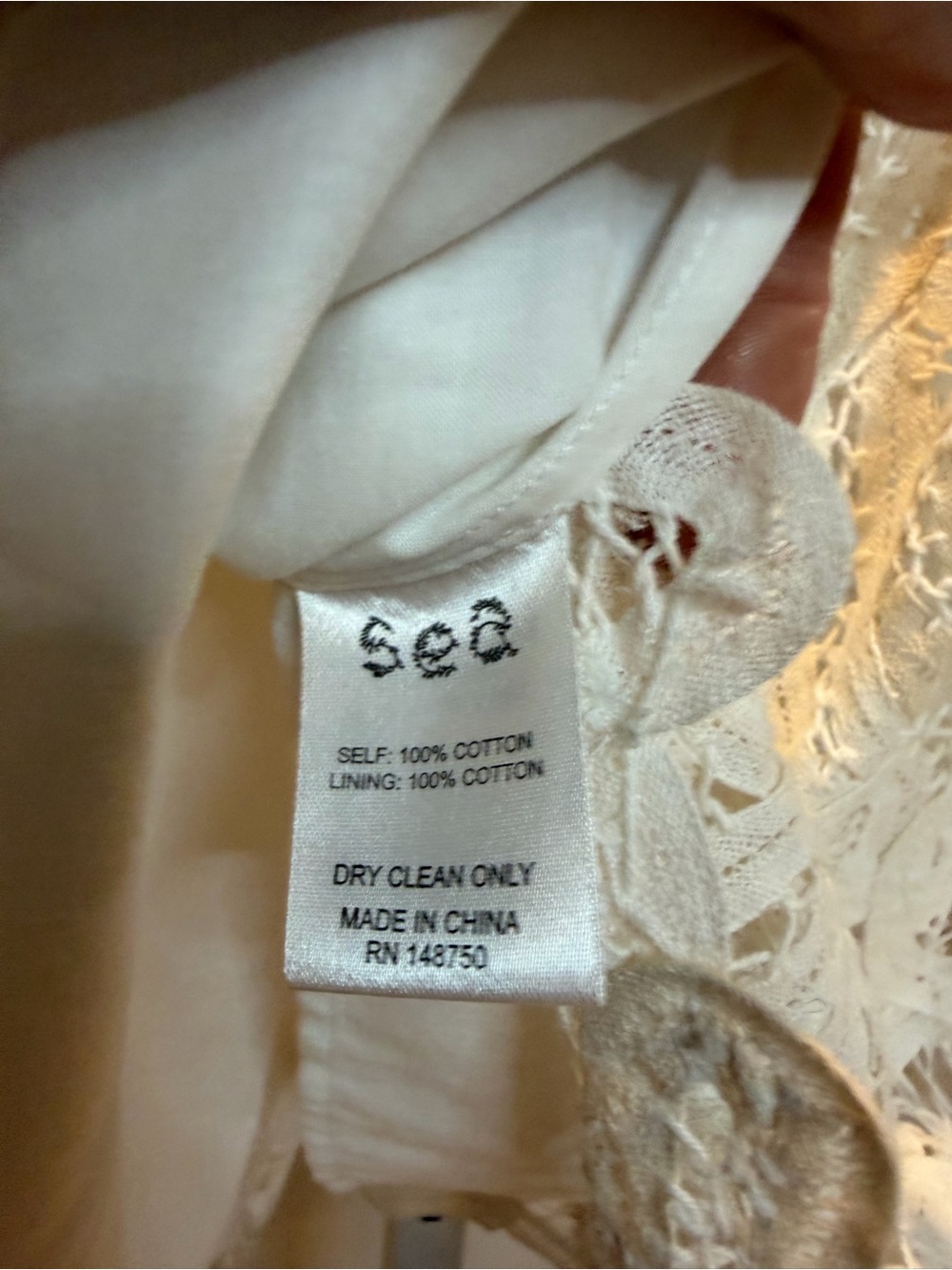 *SEA NY* Branca Battenburg Short Sleeve
Mini-dress in Cream Size 4 NWT - Picture 10 of 15